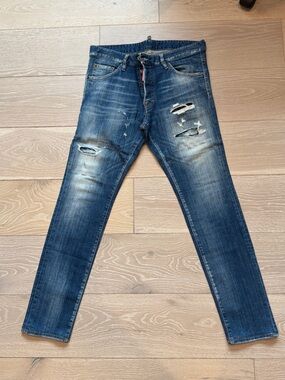 DSQUARED2 Men's Distressed Dark Blue Skinny Jeans IT 48